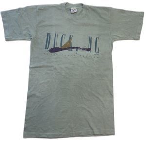 Vintage DUCK, NC Outer Banks Nautical Sailboat T-shirt Medium Green Single USA